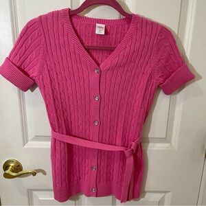 Gymboree Pink Cable Knit Short Sleeve Cardigan with Belt